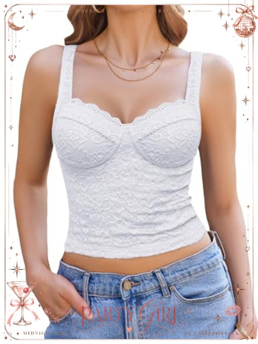 Lace Tank Top Sweetheart Neck Sleeveless Crop Top Adjustable Strap Women's